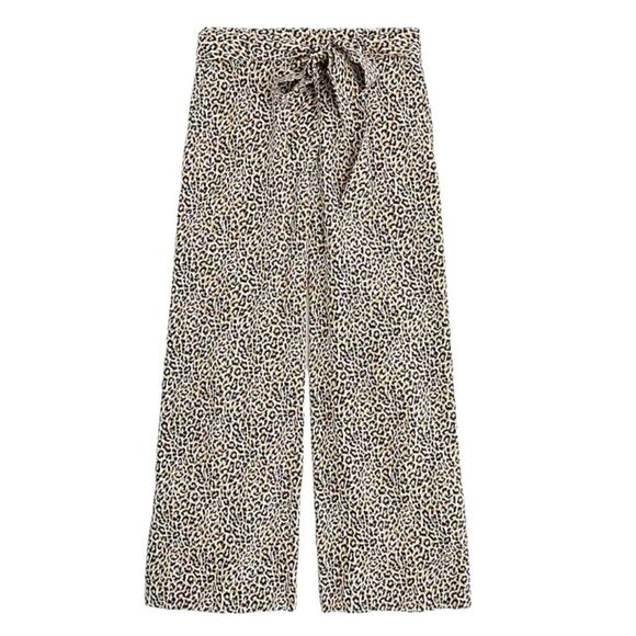 J.‎ Crew | Women's Wide-leg Cropped Pant In Leopard-print Silk - Picture 1 of 10